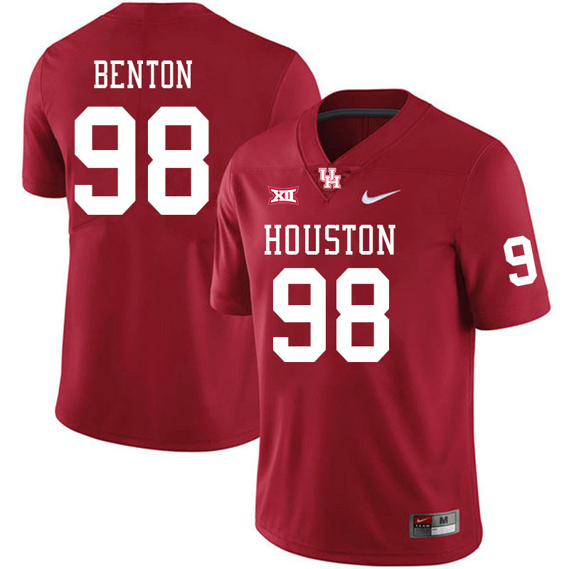 Men #98 Justin Benton Houston Cougars Big 12 XII College Football Jerseys Stitched-Red - Click Image to Close
